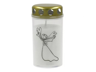 Svece Candela ar vāciņu, dažāda apdruka, balta