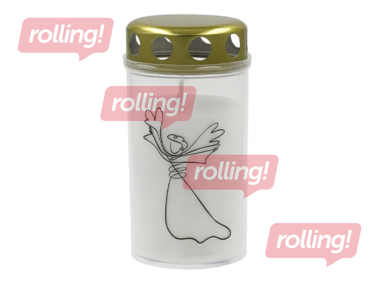 Svece Candela ar vāciņu, dažāda apdruka, balta