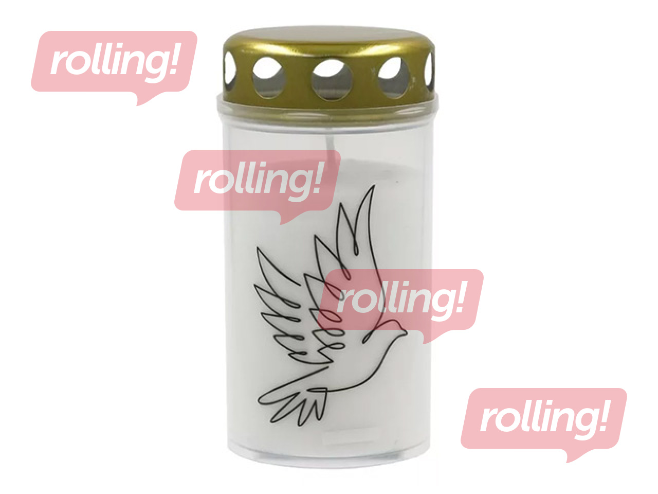 Svece Candela ar vāciņu, dažāda apdruka, balta