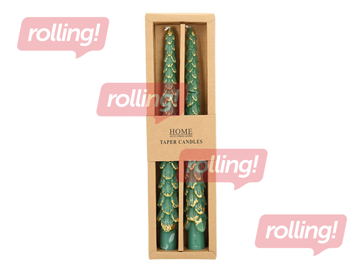 Svece Carols, antīka, zaļa egle, 25cm, 2 gab.