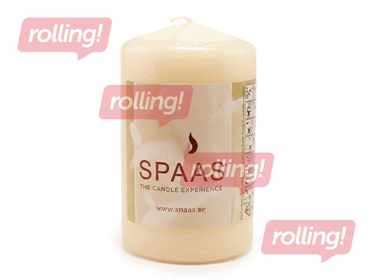 Küünal, silinder, kreemikas, 8x20cm