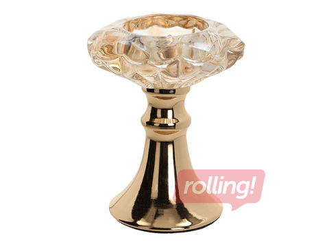 Candle holder Laudre, glass and metal, Ø9×11cm