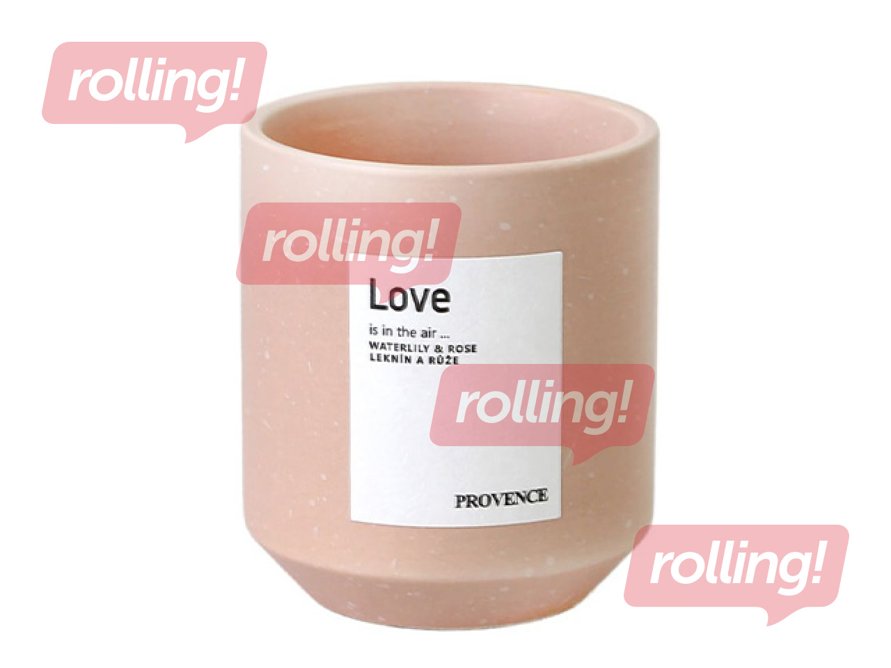 Svece Provence Love, kermikas glāzē, ūdensroze un roze, rozā, Ø7x8cm