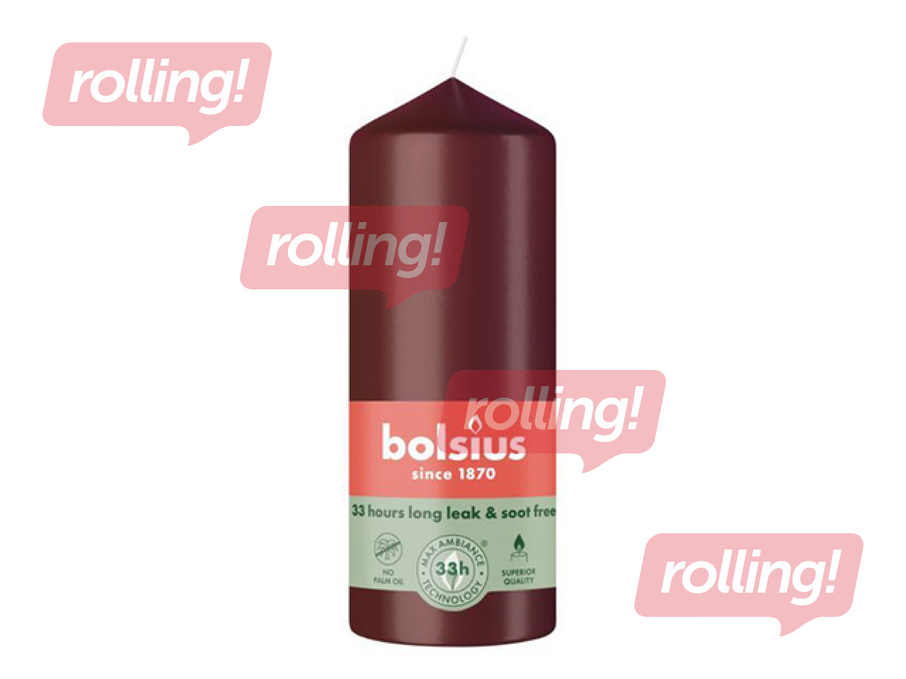 Svece Bolsius, cilindra, bordo, Ø6×15cm