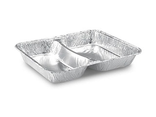 Aluminum container, 2 sections, 22.7x17.7 cm, h3 cm
