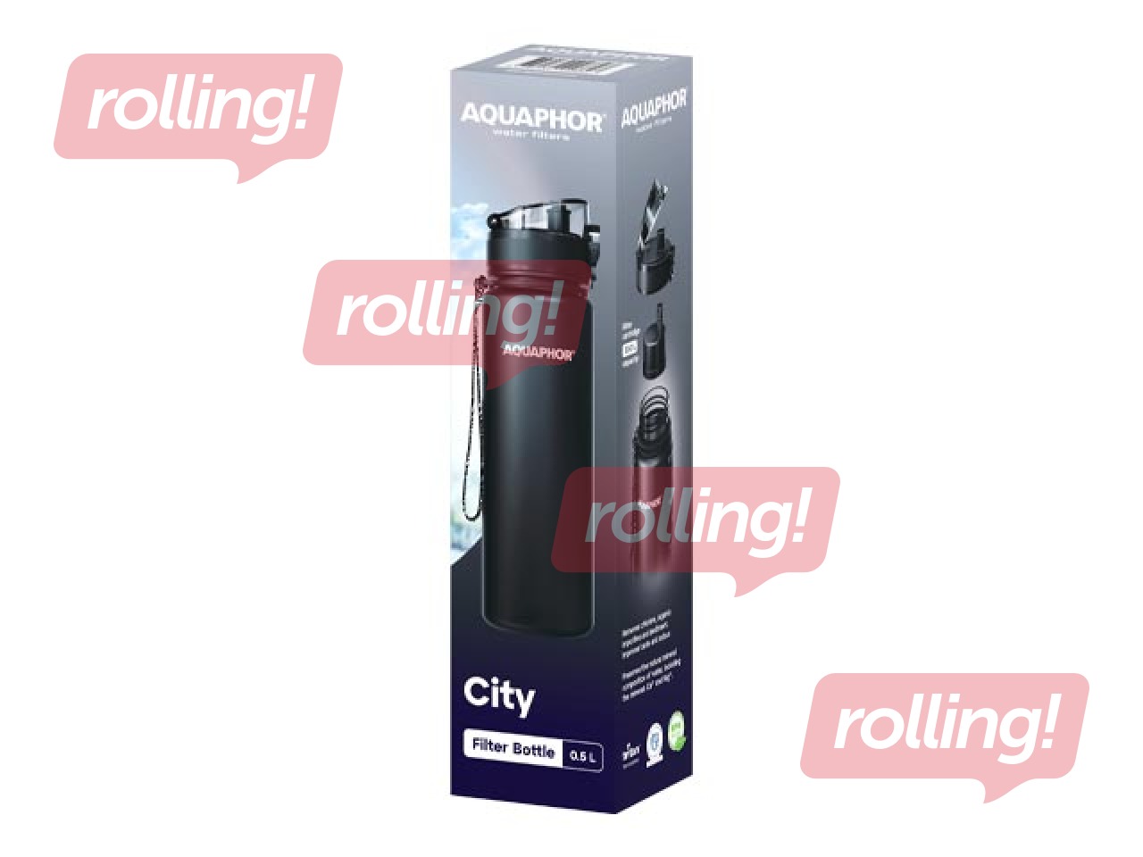Ūdens pudele ar filtru Aquaphor City, 500ml, melna + AKCIJA! Pērc ūdens pudeli ar filtru un saņe