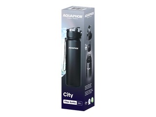Ūdens pudele ar filtru Aquaphor City, melna, 500ml