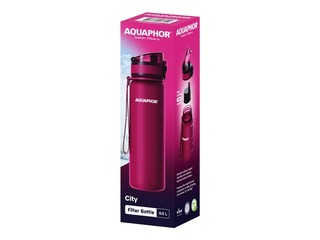Water bottle with filter Aquaphor City, ruby red, 500ml
