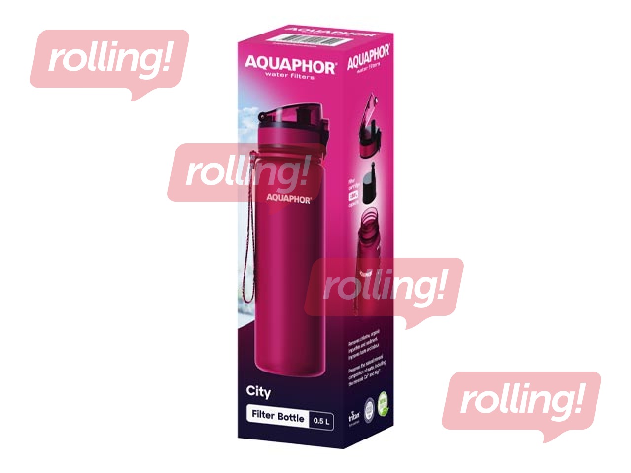 Water bottle with filter Aquaphor City, ruby red, 500ml
