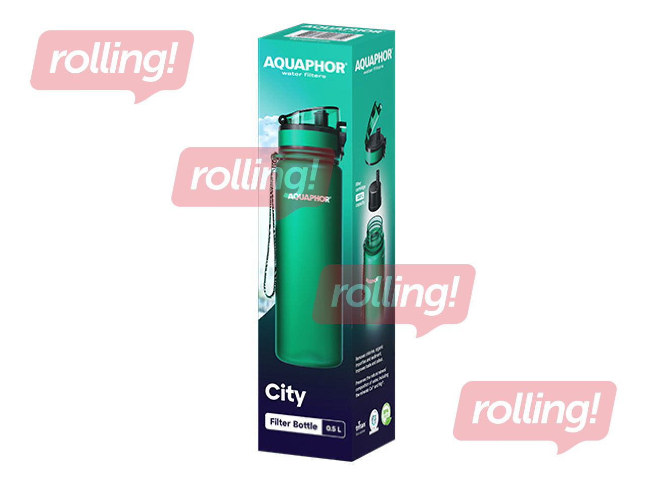 Ūdens pudele ar filtru Aquaphor City, 500 ml, smaragds + AKCIJA! Pērc ūdens pudeli ar filtru un saņe