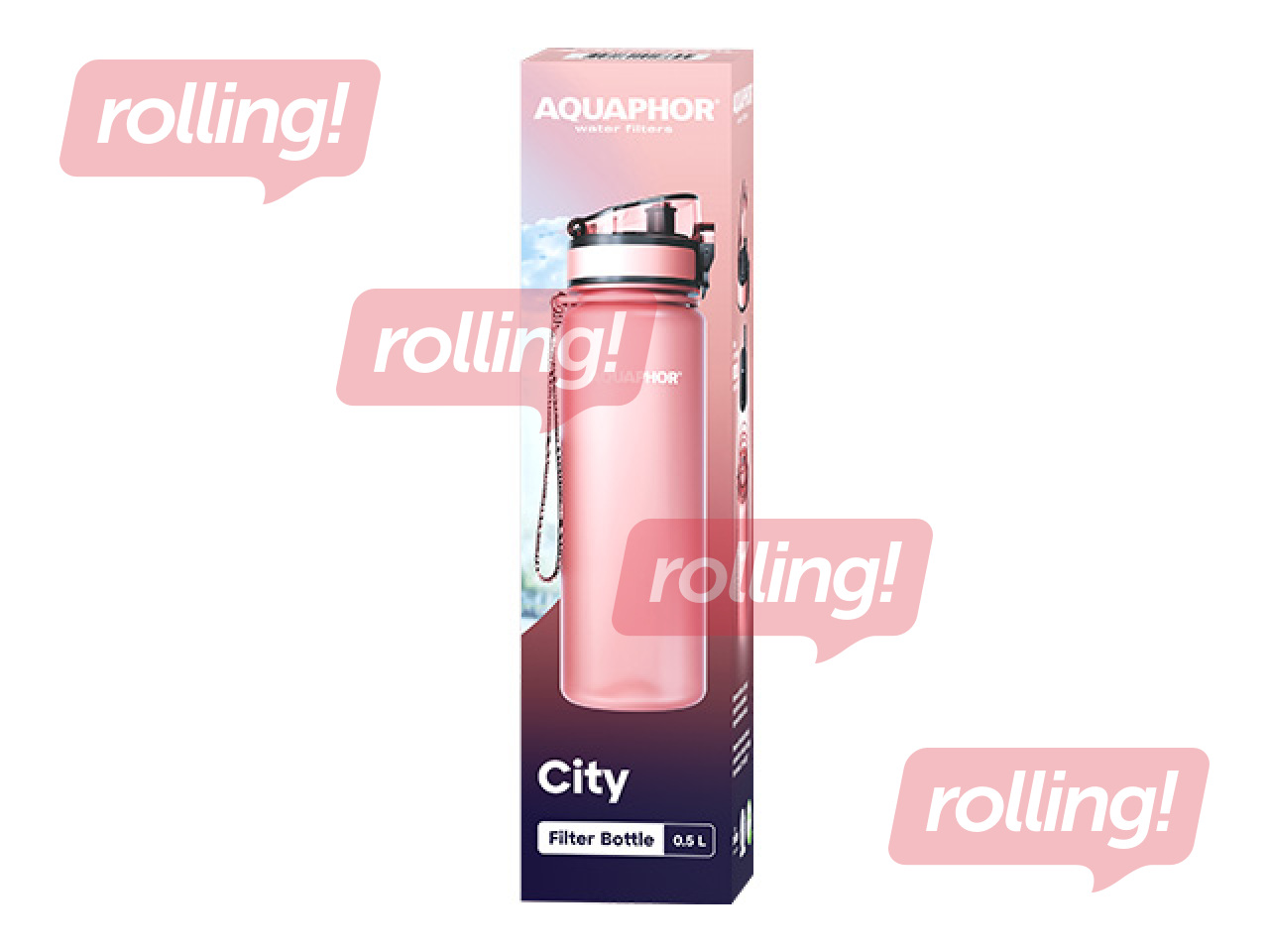 Ūdens pudele ar filtru Aquaphor City, 500 ml, pulverrozā + AKCIJA! Pērc ūdens pudeli ar filtru u
