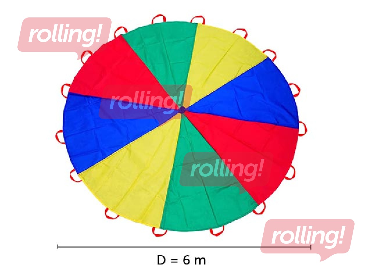 Multi-colored parachute, d=6m, 16 handles