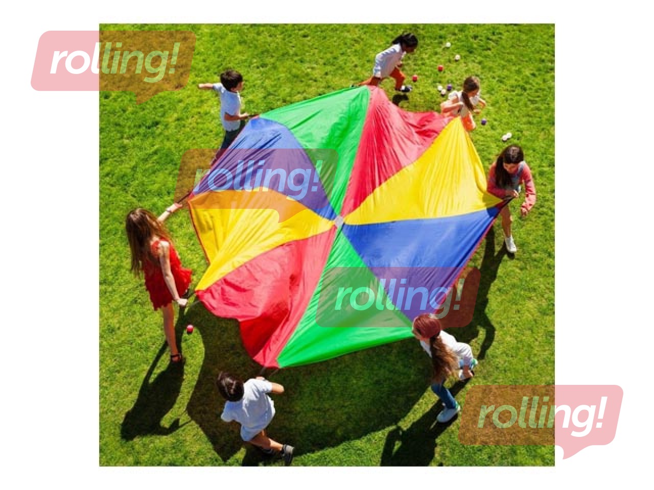 Multi-colored parachute, d=6m, 16 handles