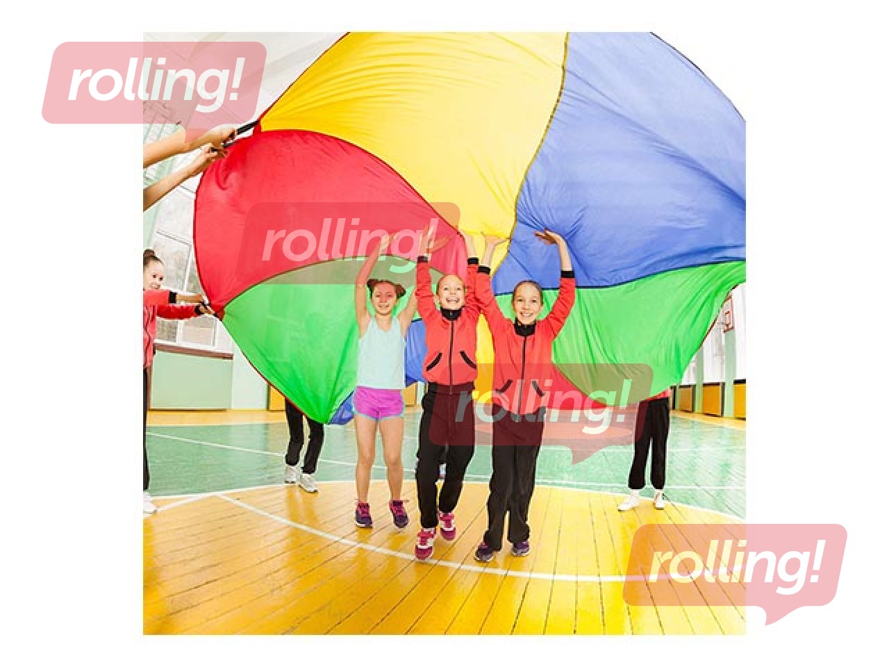 Multi-colored parachute, d=6m, 16 handles