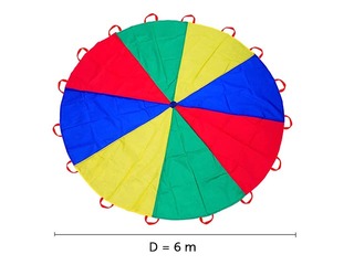 Парашют цветной, d=6м, 16 ручек
