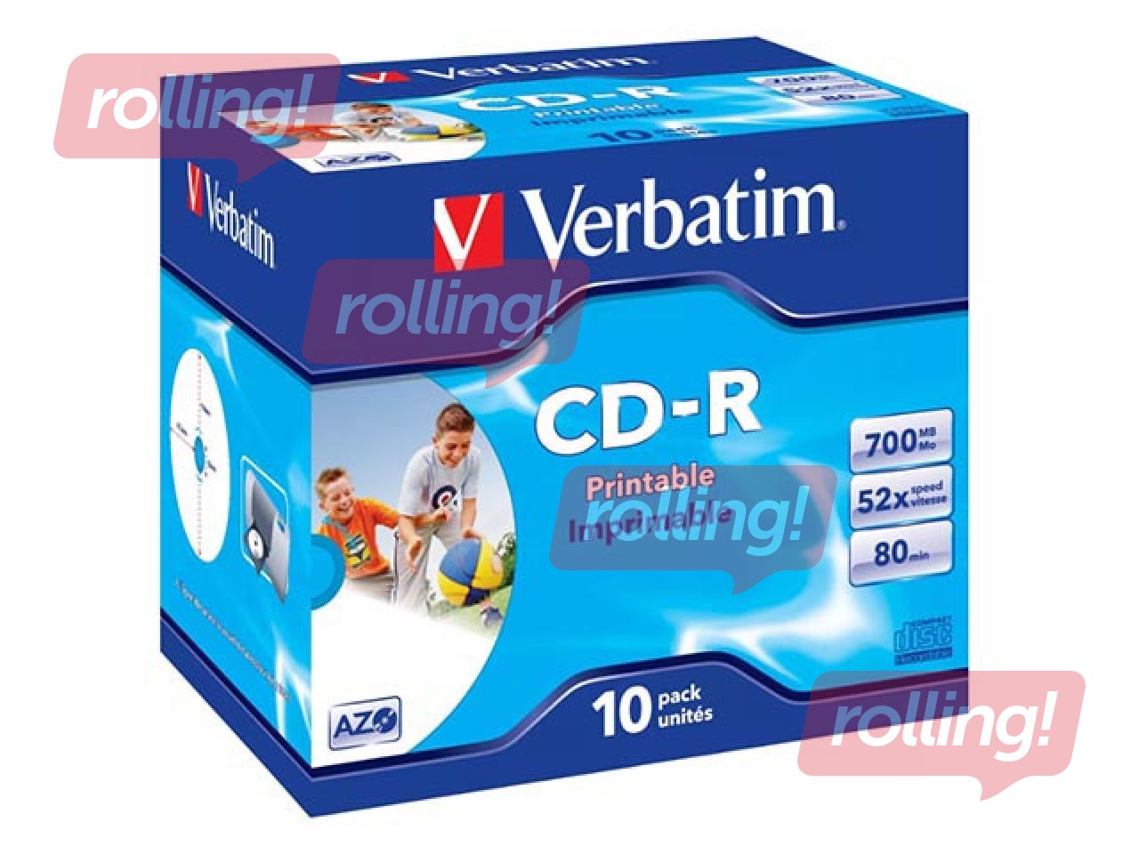 Verbatim CD-R AZO 700MB 1x-52x Wide Printable ID Branded, 10 Pack Jewel