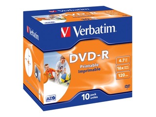 Matricas Verbatim DVD-R AZO 4.7GB 16x Printable, ID Branded,10 Pack Jewel