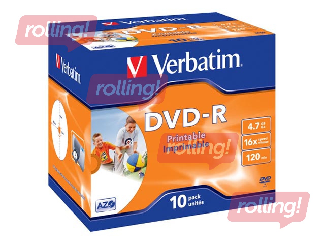 Matricas Verbatim DVD-R AZO 4.7GB 16x Printable, ID Branded,10 Pack Jewel