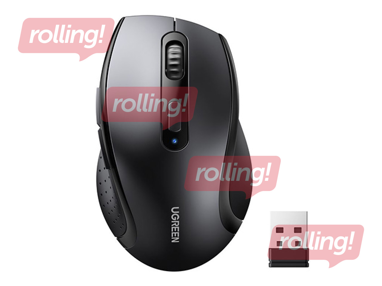 UGREEN Ergonomic 2.4GHz Wireless Mouse, Black