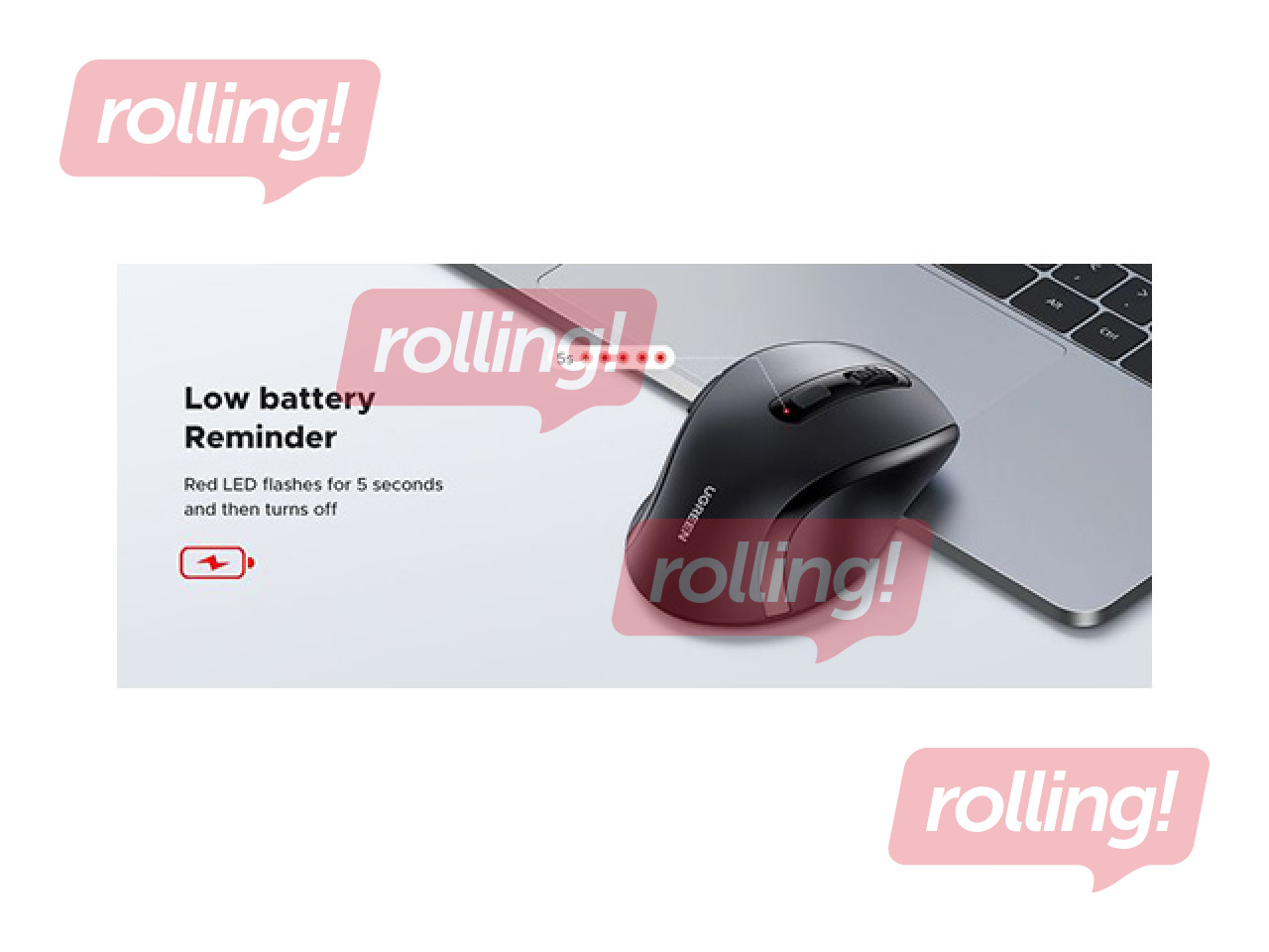 UGREEN Ergonomic 2.4GHz Wireless Mouse, Black