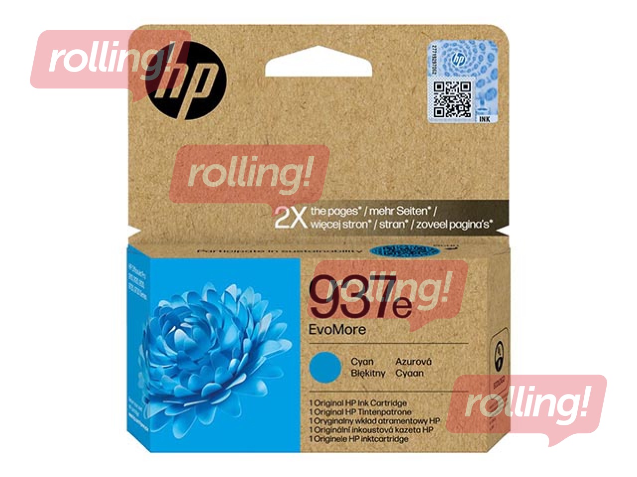 Tintes kasete HP 937e EvoMore, ciānzila, 1650 lapas