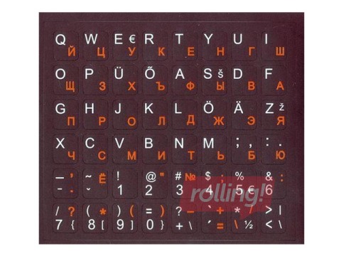 Uzlīmes tastatūrai Defender, melns fons, EE (Balti burti)/RU (sarkani burti)