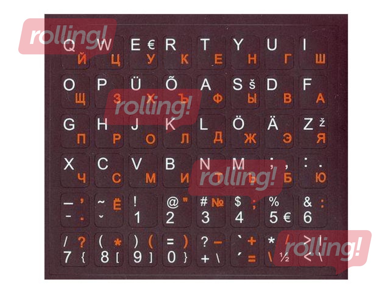 Uzlīmes tastatūrai Defender, melns fons, EE (Balti burti)/RU (sarkani burti)