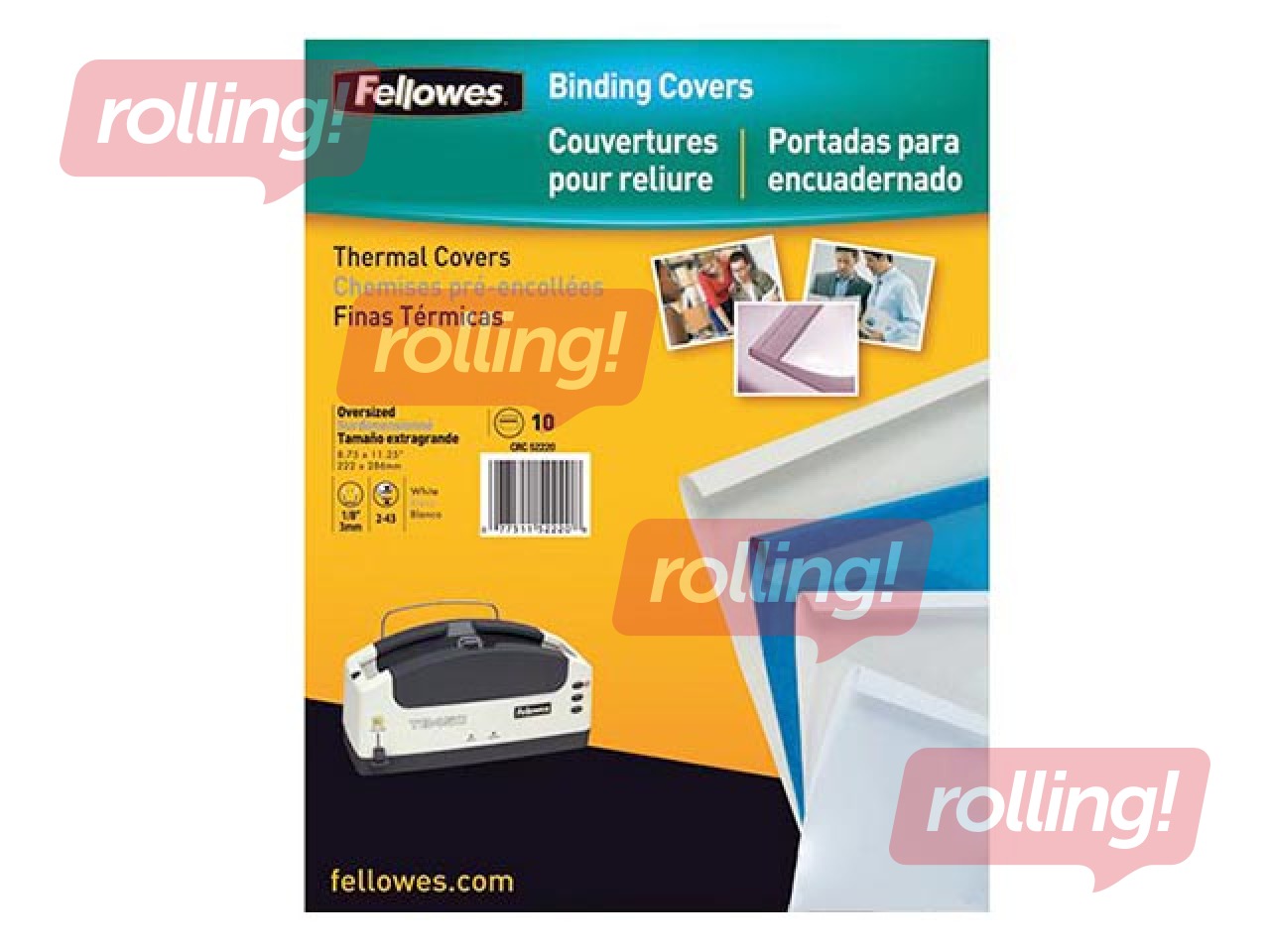 Termoiesiešanas vāki Fellowes, A4, 6 mm, 100 gab., balti