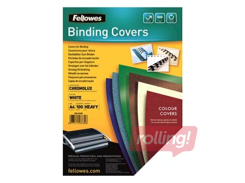 Binding back covers Fellowes Chromo A4, white, glossy, 100 pcs