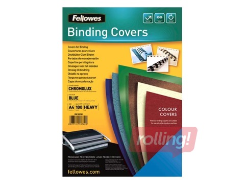 Back cover for binding FELLOWES Chromo, 250g/m2, A4, cardboard, blue, 100 pcs.