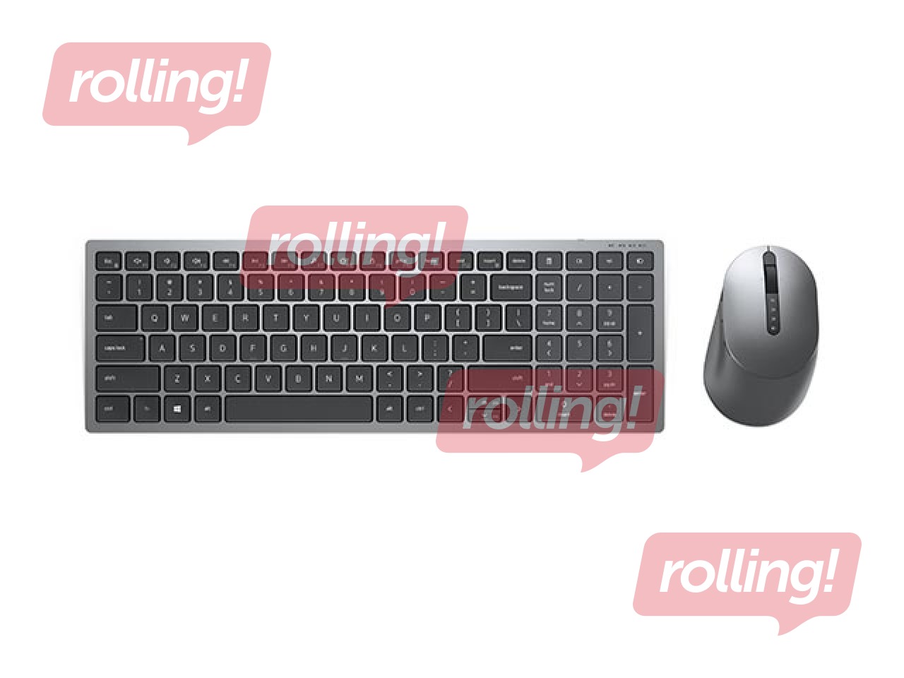Bezvadu klaviatūras komplekts Dell KM7120W Wireless, 2.4 GHz, Bluetooth 5.0, ENG, Titan Gray