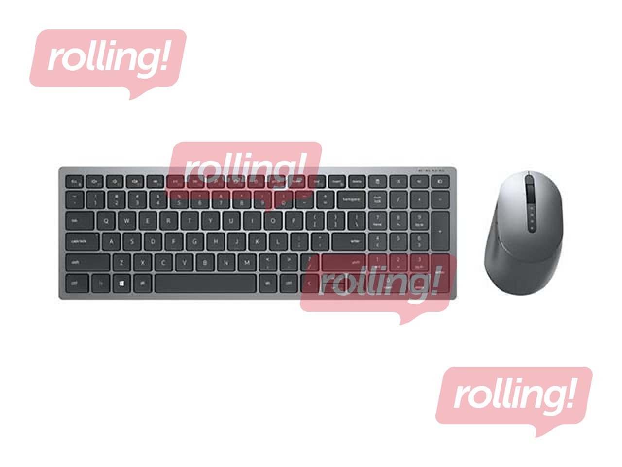 Bezvadu klaviatūras komplekts Dell KM7120W Wireless, 2.4 GHz, Bluetooth 5.0, ENG / RUS, Titan Gray