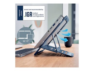Laptop stand Leitz Ergo, aluminium, ultra-flat, adjustable