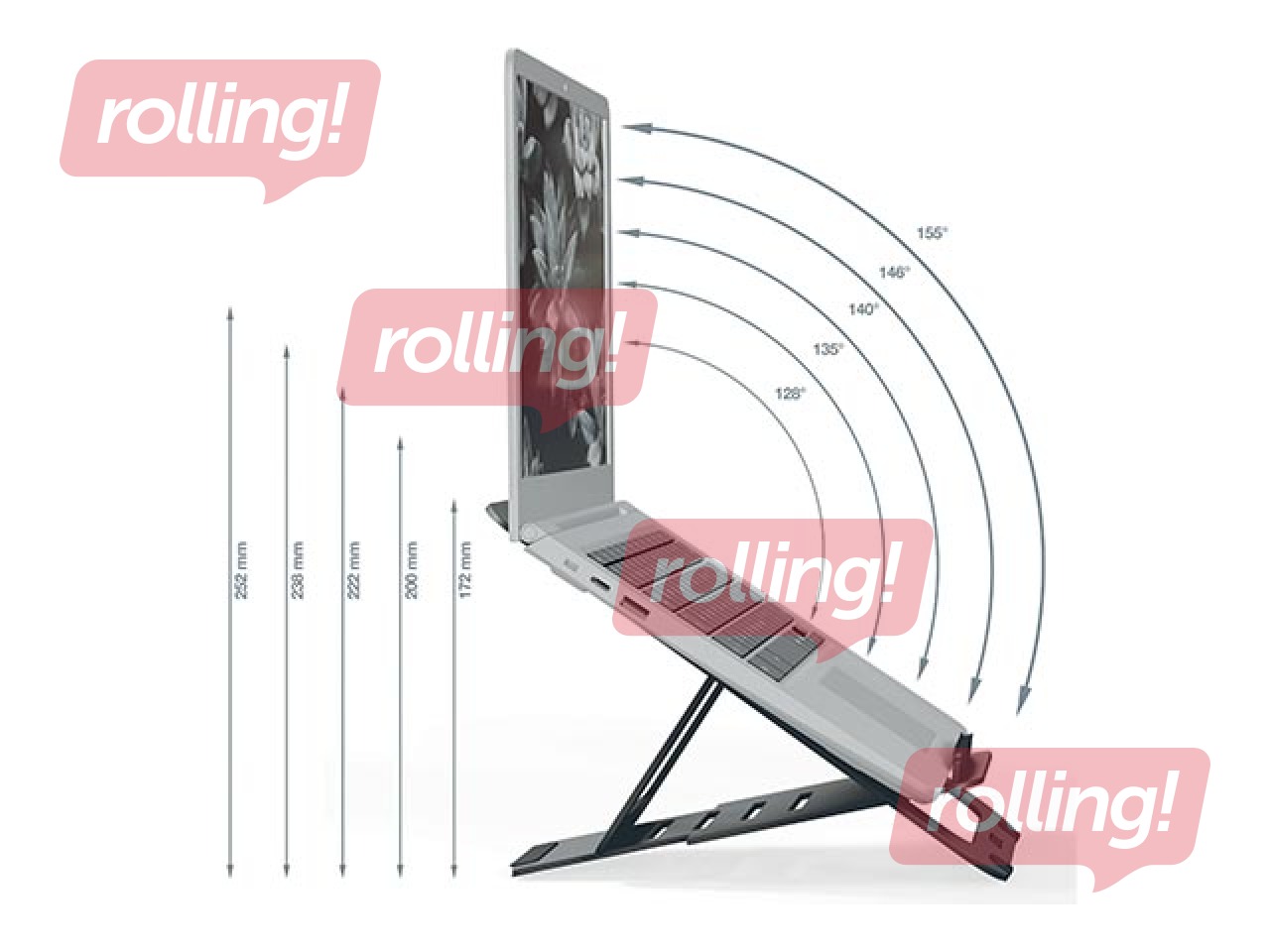 Paliktnis portatīvajam datoram Leitz Ergo, ultra-flat, alumīnija, regulējams