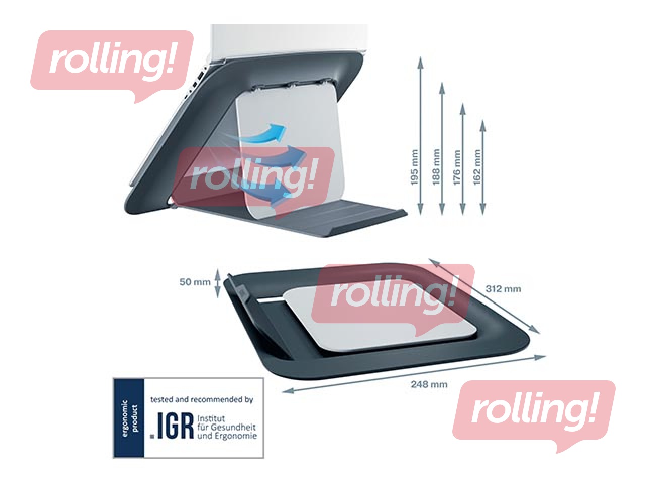 Paliktnis portatīvajam datoram Leitz Ergo Cosy, regulējams