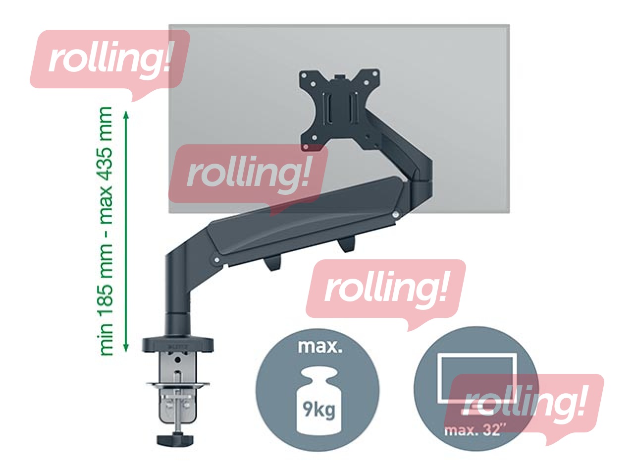 Monitor Arm Leitz Ergo Space Saving Single, dark gray