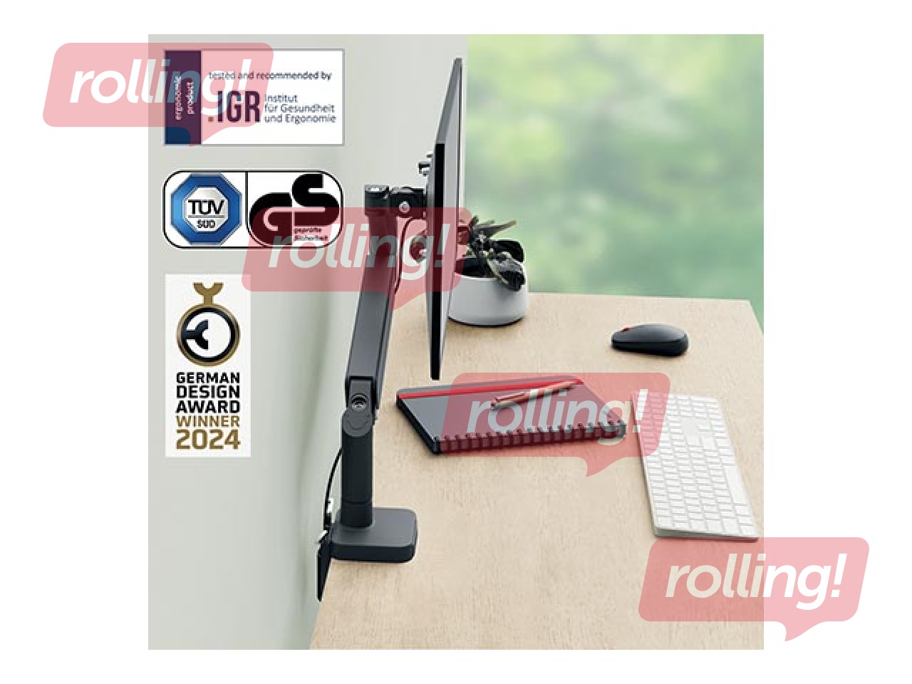 Monitora stiprinājums Leitz Ergo Space Saving Single, tumši pelēks