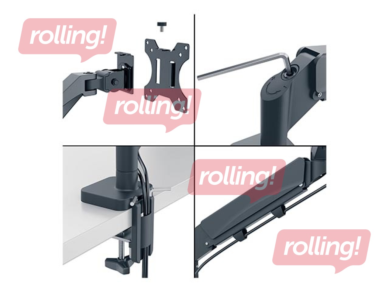 Monitora stiprinājums Leitz Ergo Space Saving Single, tumši pelēks