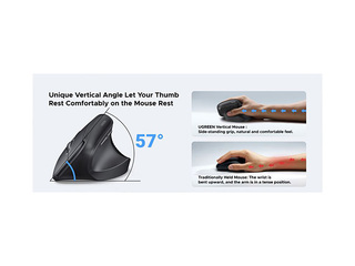 UGREEN Wireless Vertical Mouse, 2.4 GHz/Bluetooth 5.4, Black