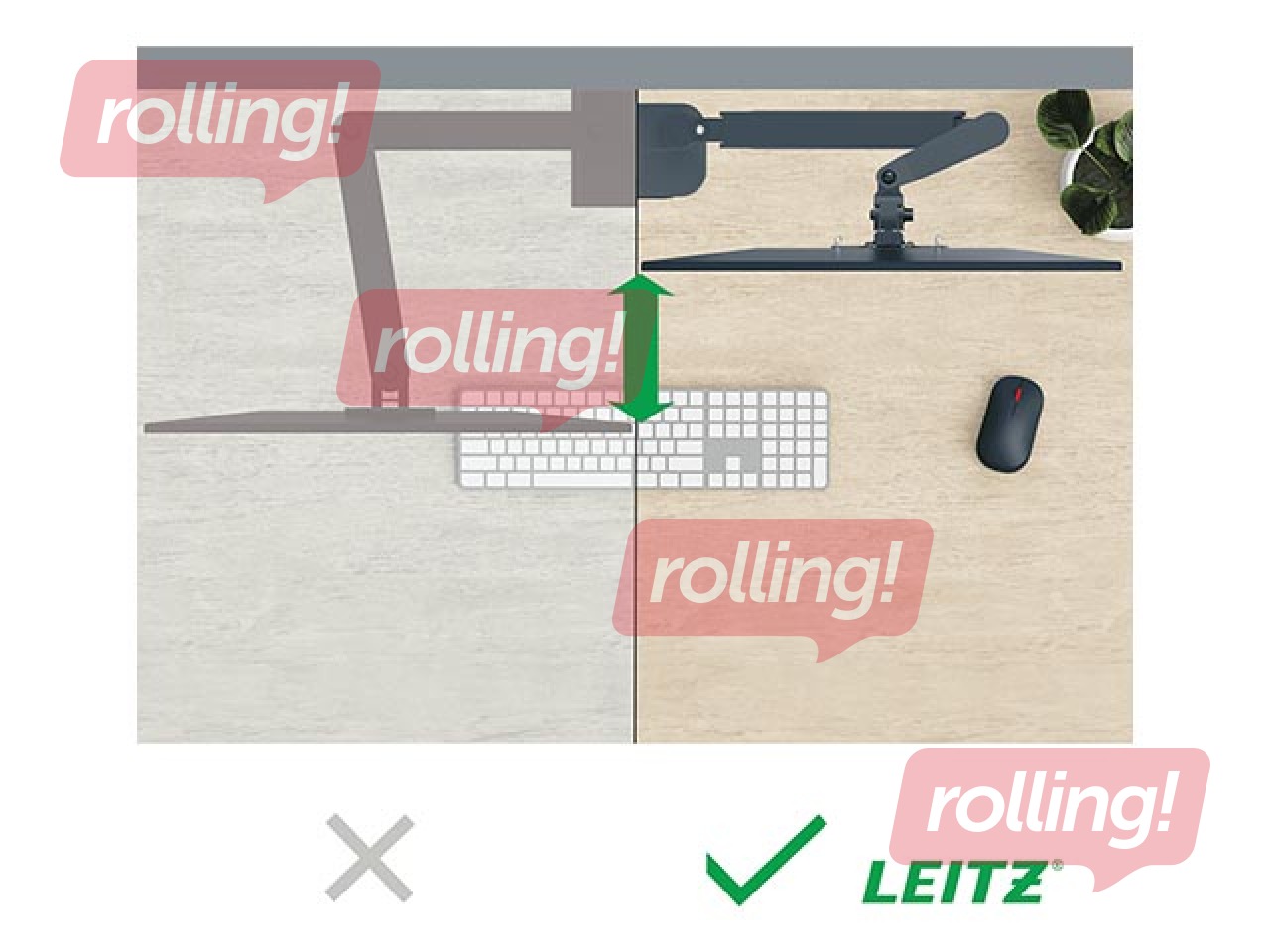 Monitoru stirpinājums Leitz Ergo, divu monitoru statīvs, tumši pelēks