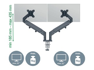 Monitoru stirpinājums Leitz Ergo, divu monitoru statīvs, tumši pelēks