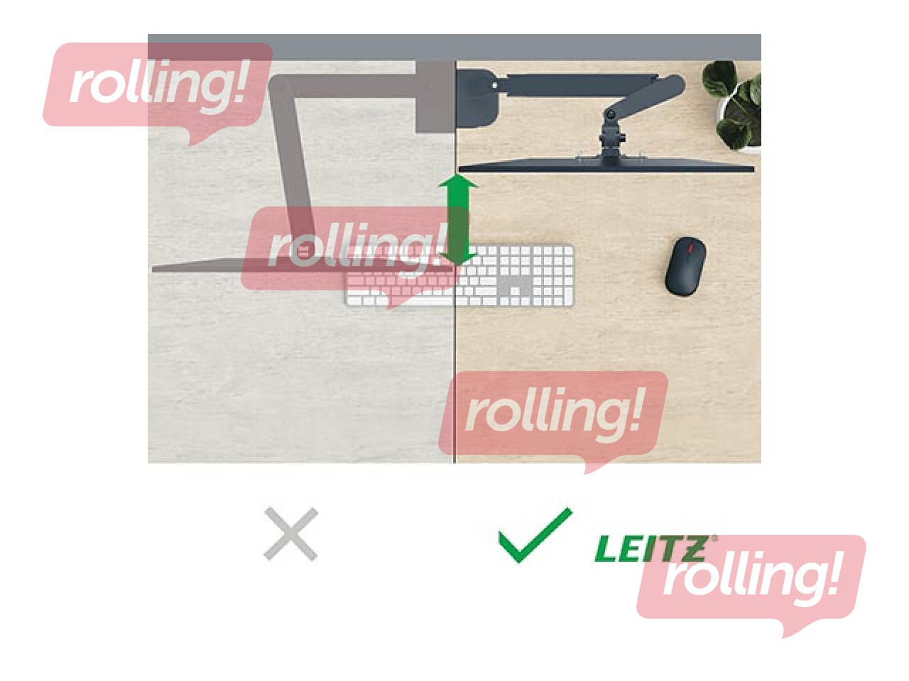 Portatīvā datora un monitora stiprinājums Leitz Ergo, tumši pelēks