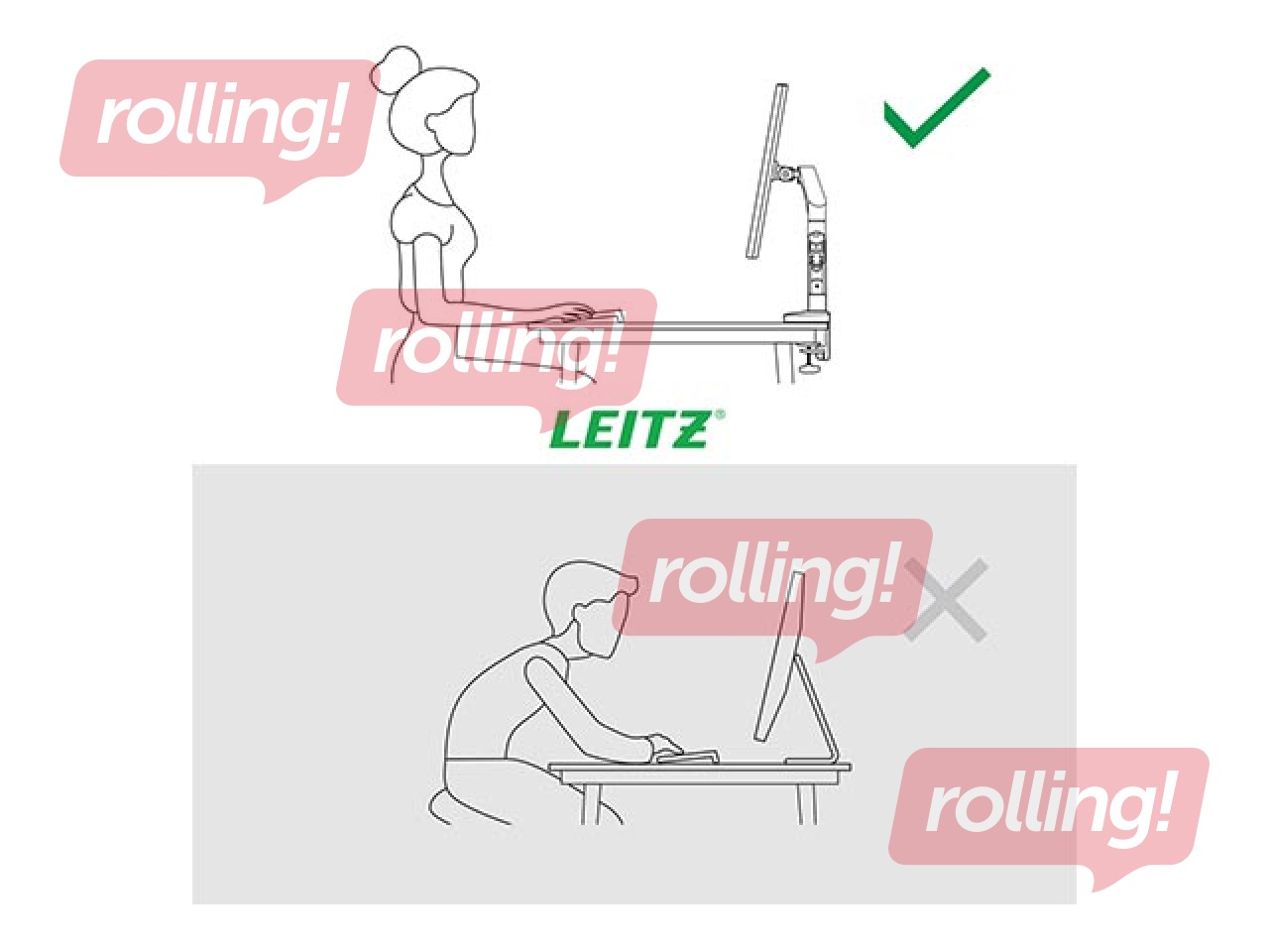 Portatīvā datora un monitora stiprinājums Leitz Ergo, tumši pelēks