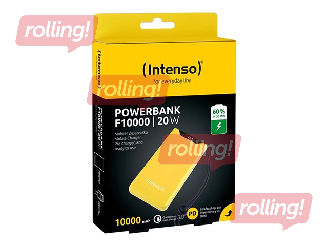 Mobilais lādētājs Intenso F10000, QC3.0, 10000mAh, dzeltens