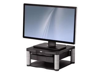 Fellowes stand for monitor with drawer and copyholder, graphite