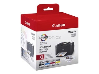 Tintes kasešu komplekts Canon PGI-1500XL (Melna, Ciānzila, Fuksīna sarkana, Dzeltena) (1200 pgs)