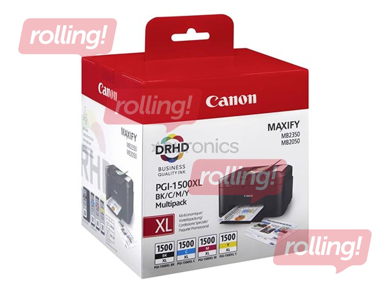 Tintes kasešu komplekts Canon PGI-1500XL (Melna, Ciānzila, Fuksīna sarkana, Dzeltena) (1200 pgs)