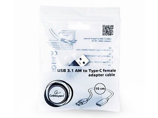 Adapteris Gembird USB Male - USB Type C Female 0.1m Black