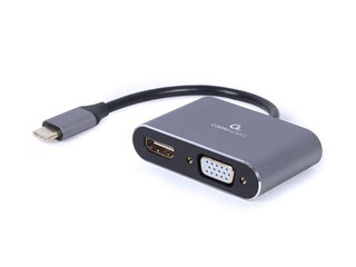 Adapteris Gembird USB Type-C to HDMI + VGA Display Adapter Space Grey