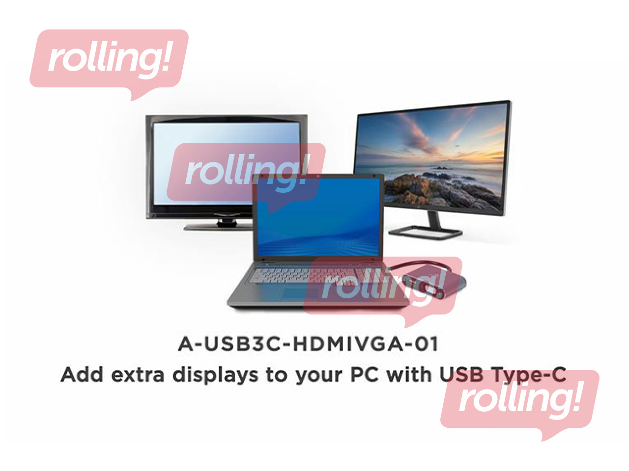 Adapteris Gembird USB Type-C to HDMI + VGA Display Adapter Space Grey